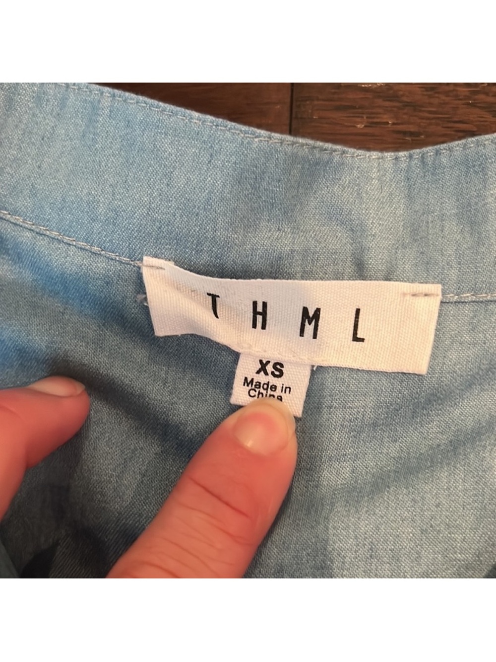 THML chambray Embroidered Ruffle top - Picture 3 of 5